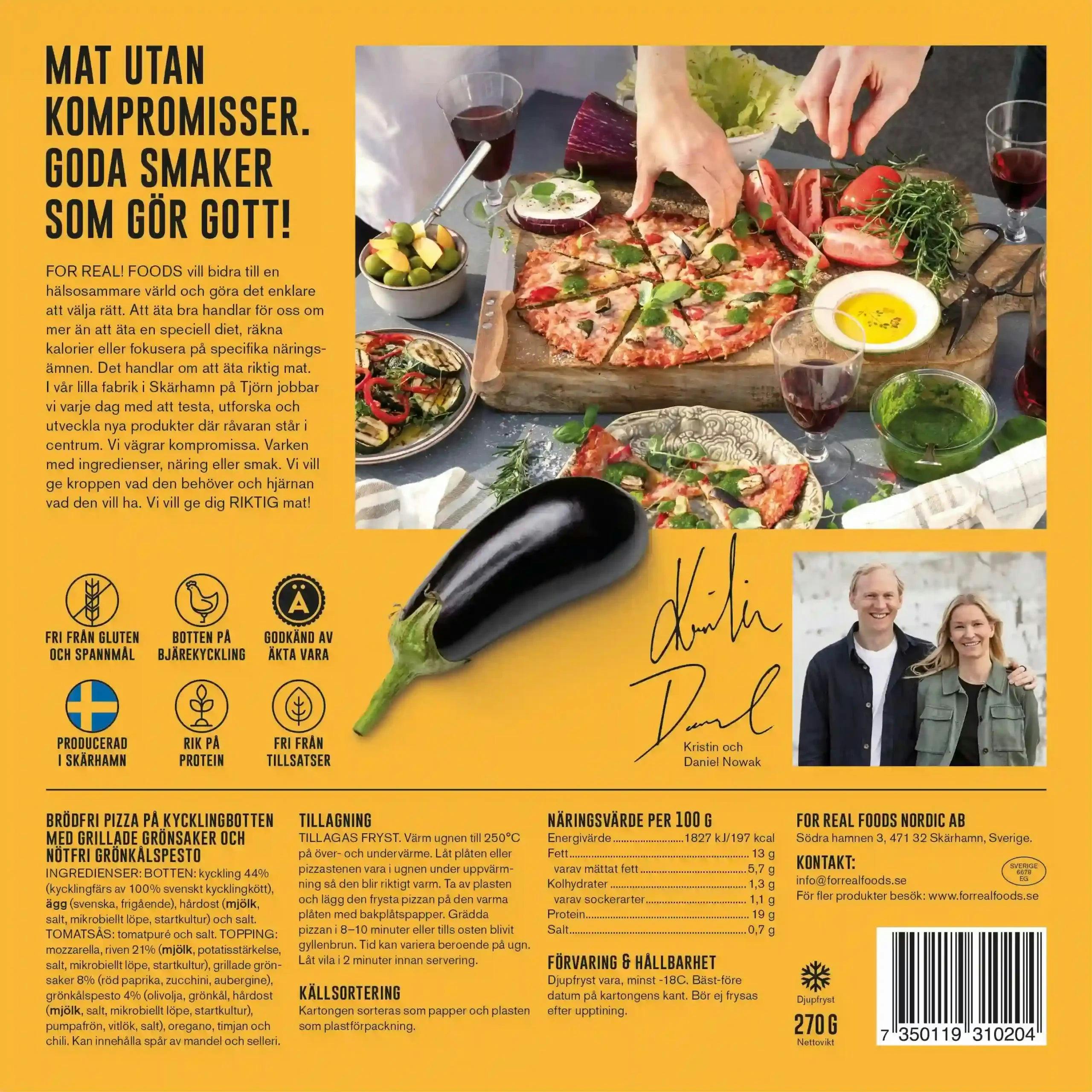 Verdure, pizza med kycklingbottten - Mylla For Real! Foods