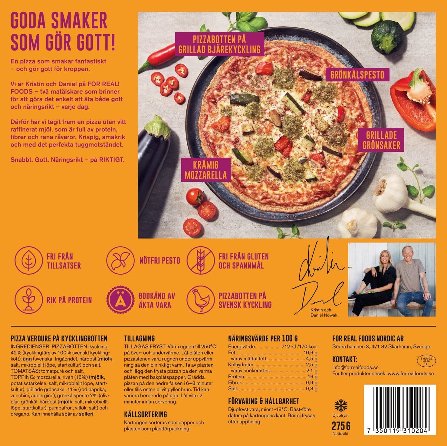 Pizza Verdure på kycklingbotten FRYST