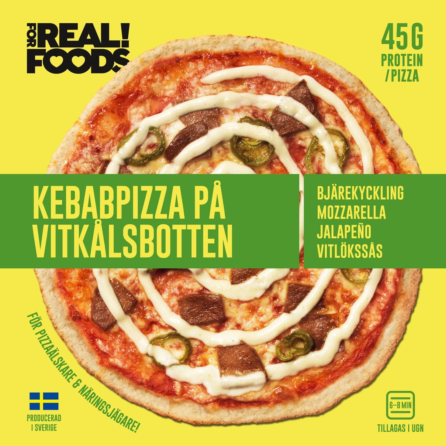Kebabpizza på vitkålsbotten FRYST